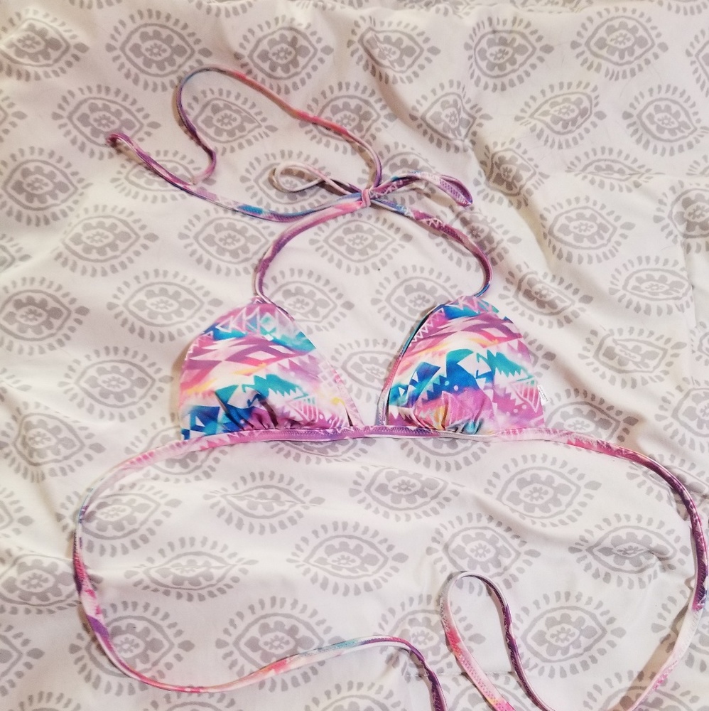 Pink Trippy Tribal cut out Bikini top